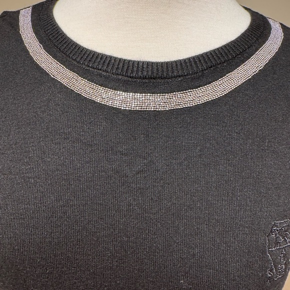 Brinello Cucinelli Black knitted top with Silver Trim. New - Picture 2 of 7